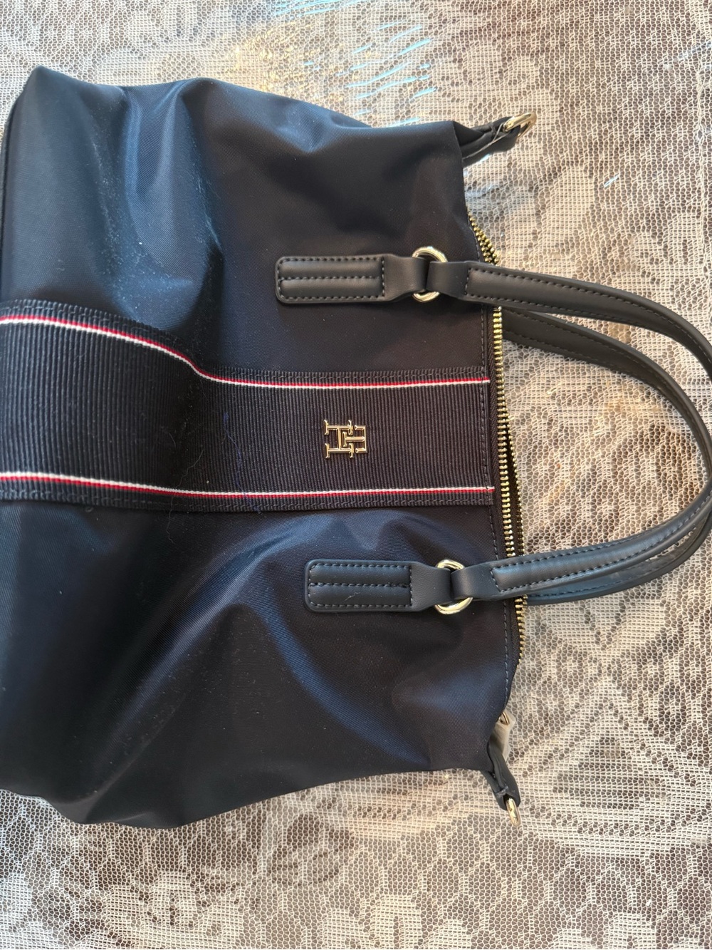 Tommy Hilfiger Navy Handbag with Red & White Trim